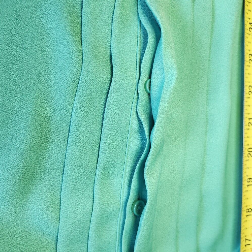 212 Collection Green Blouse Medium 3/4 Sleeve Pleated Front Top Office - Picture 8 of 11